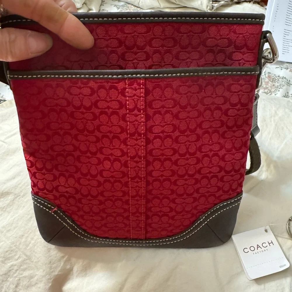 Coach Signature Red Jacquard Crossbody + Wallet Set Y2K Vintage - Picture 4 of 9